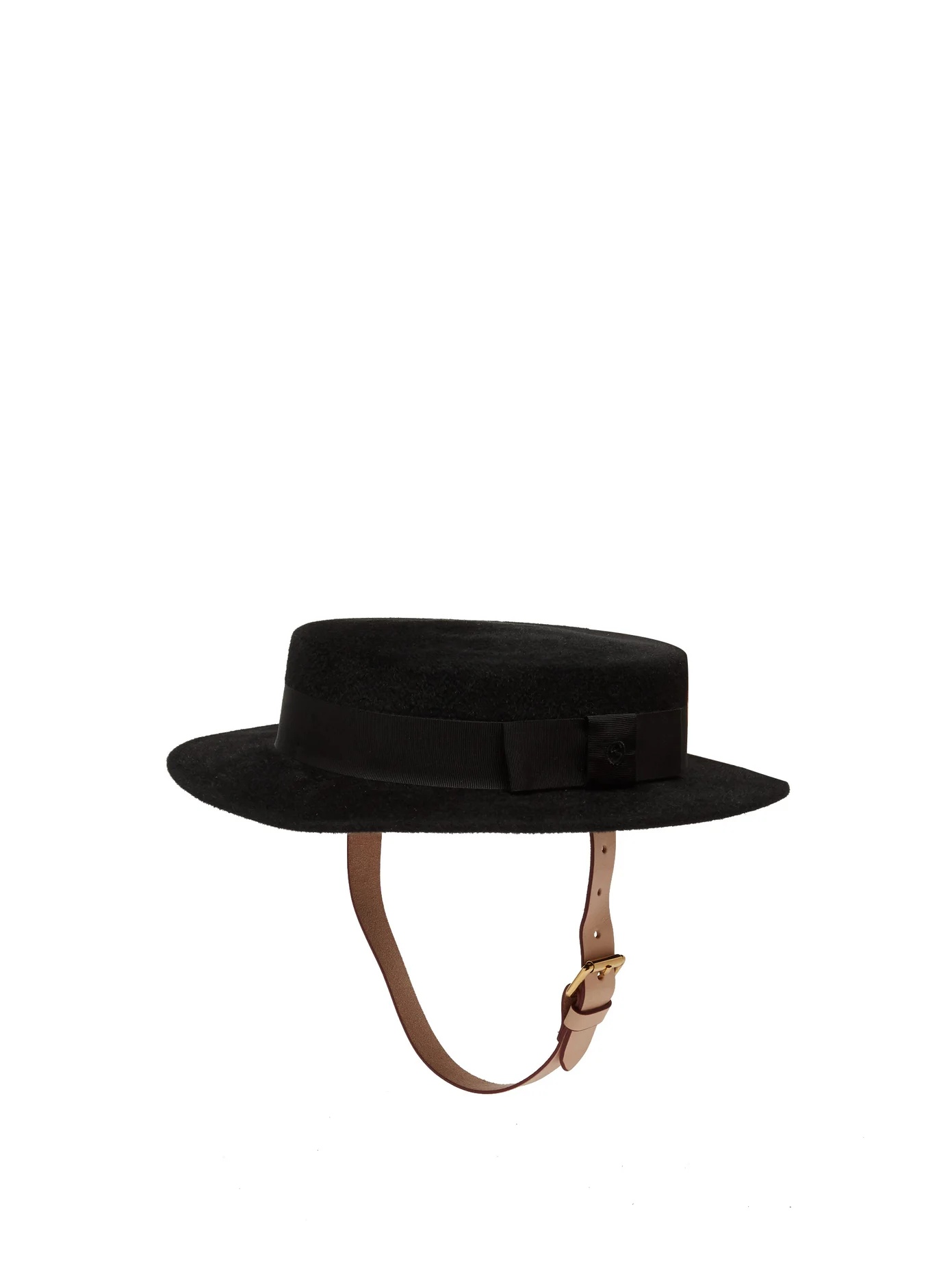 Leather-trimmed felt fedora hat - 1