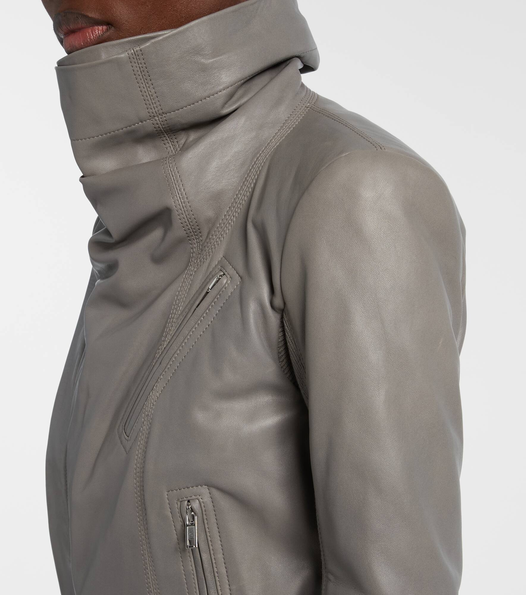 Leather biker jacket - 5