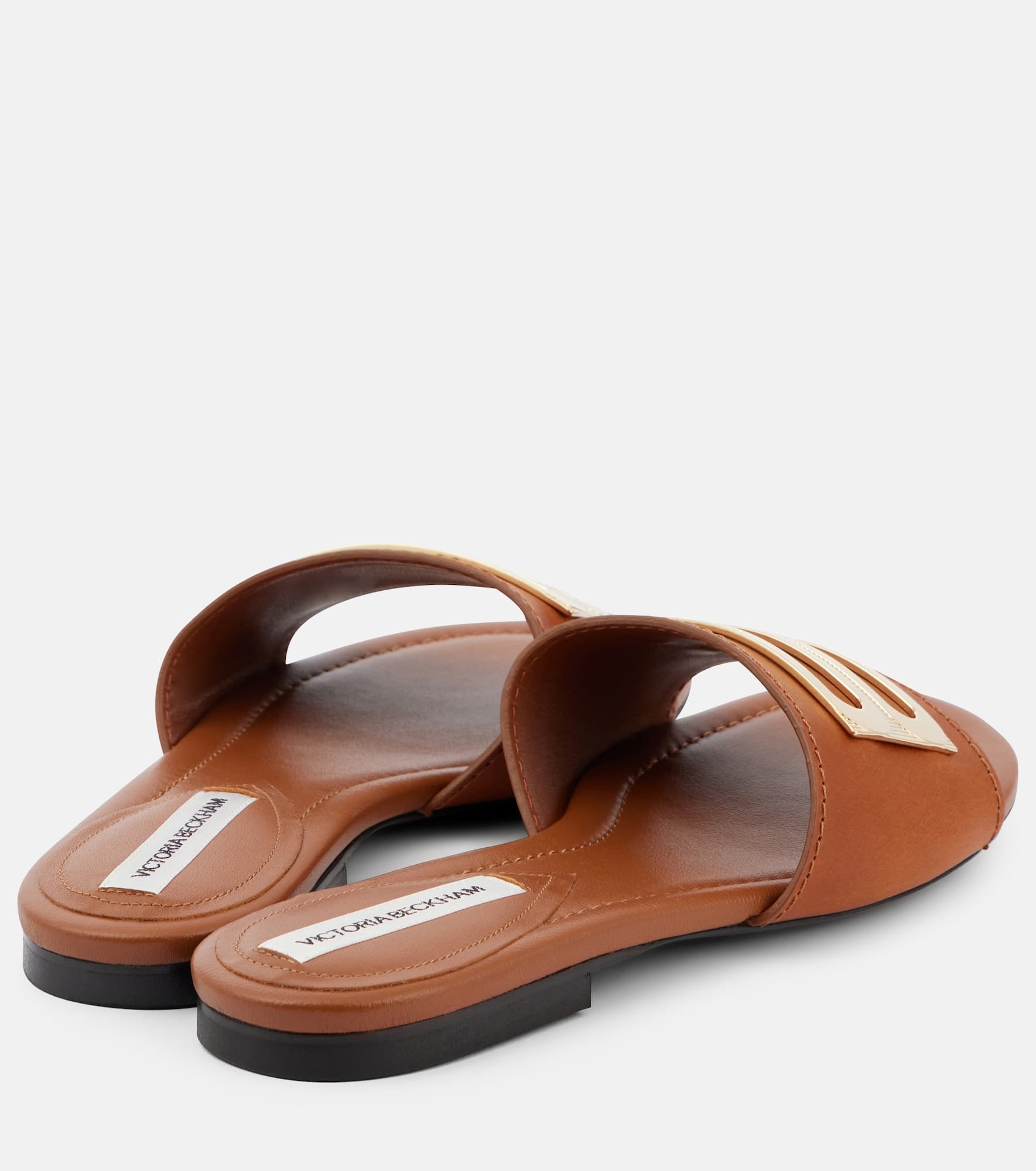 B Buckle leather slides - 2