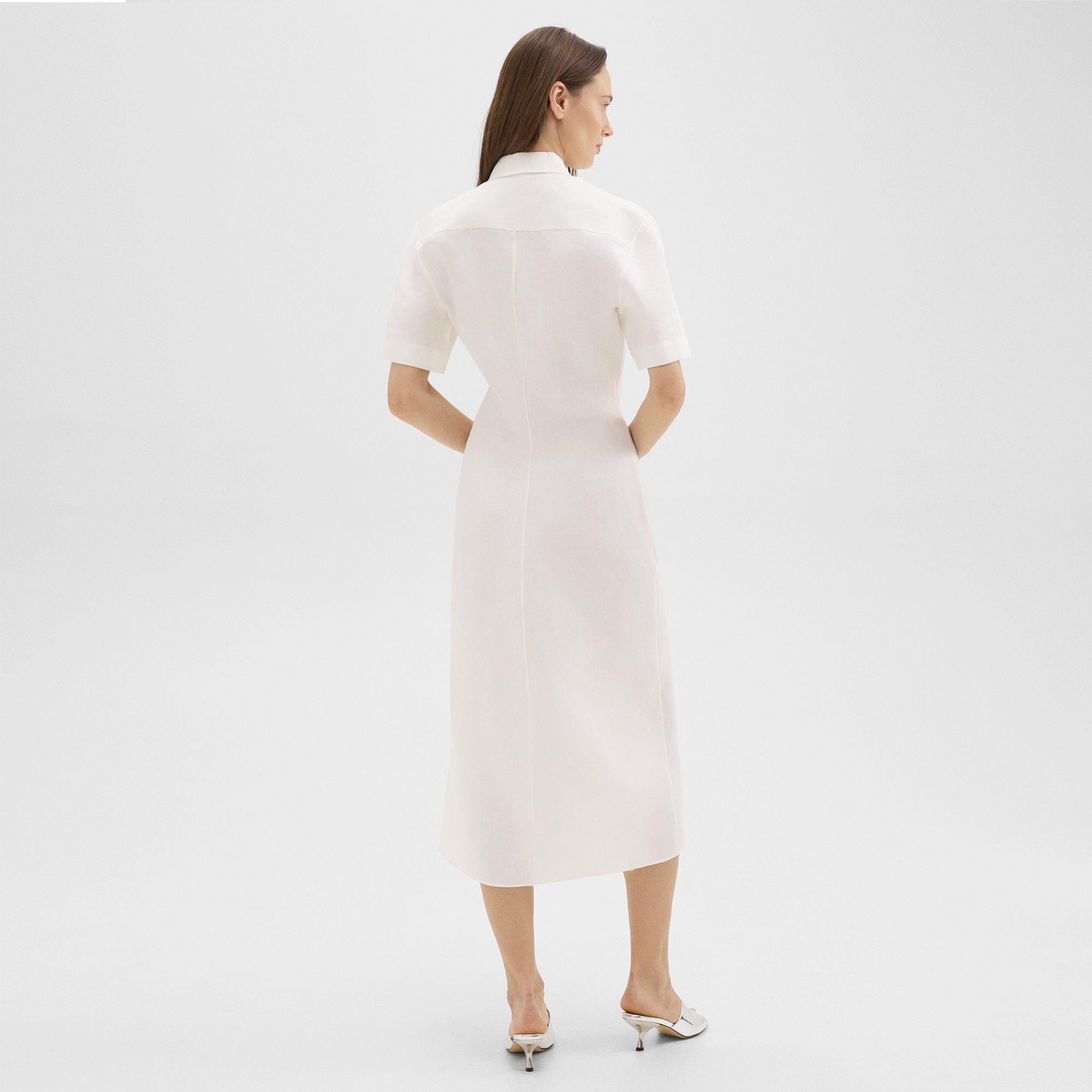 Short-Sleeve Shirt Dress in Galena Linen - 4
