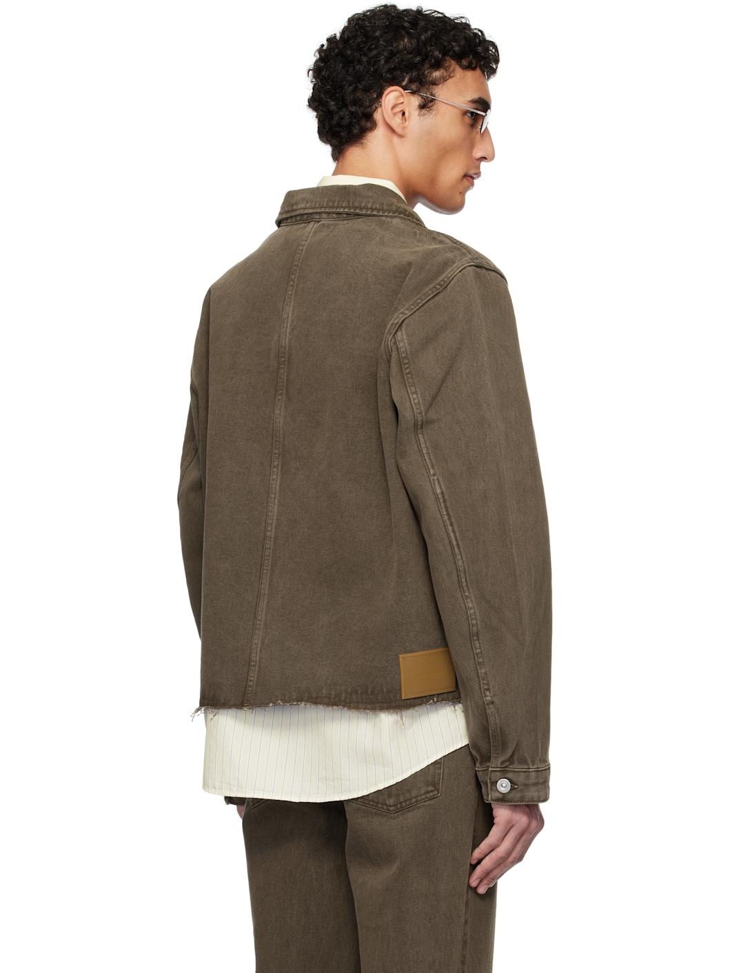 Brown Cut Rebirth Denim Jacket - 3