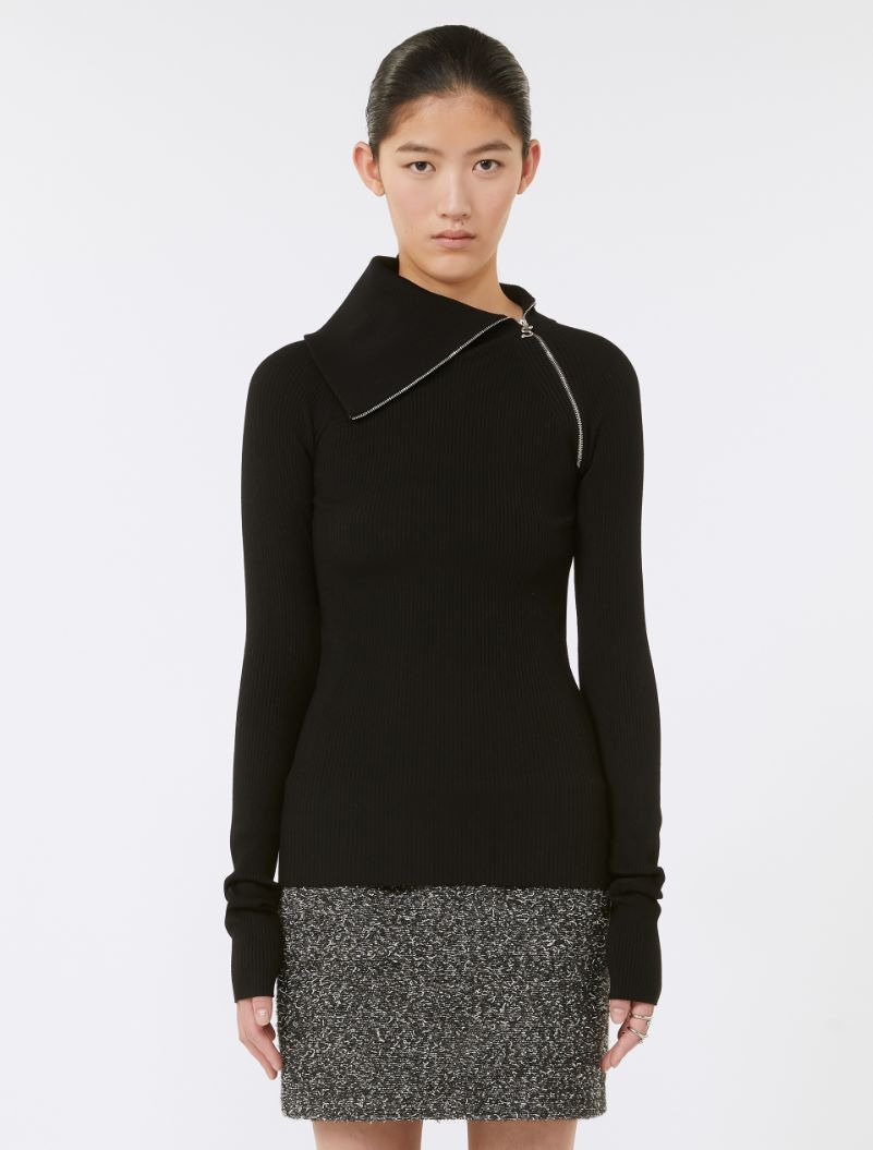 Sweater with zip-up high neck detail - 3