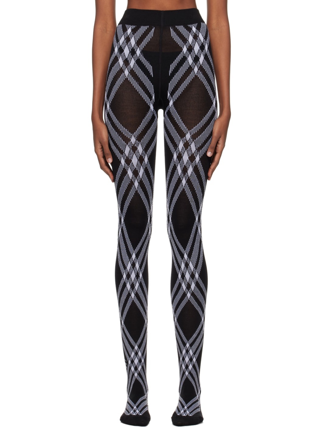Black & White Check Tights - 1