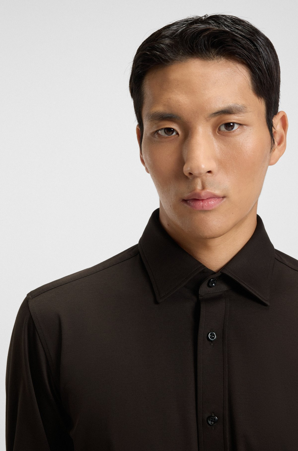 SLIM-FIT SHIRT IN MERCERISED COTTON - 3