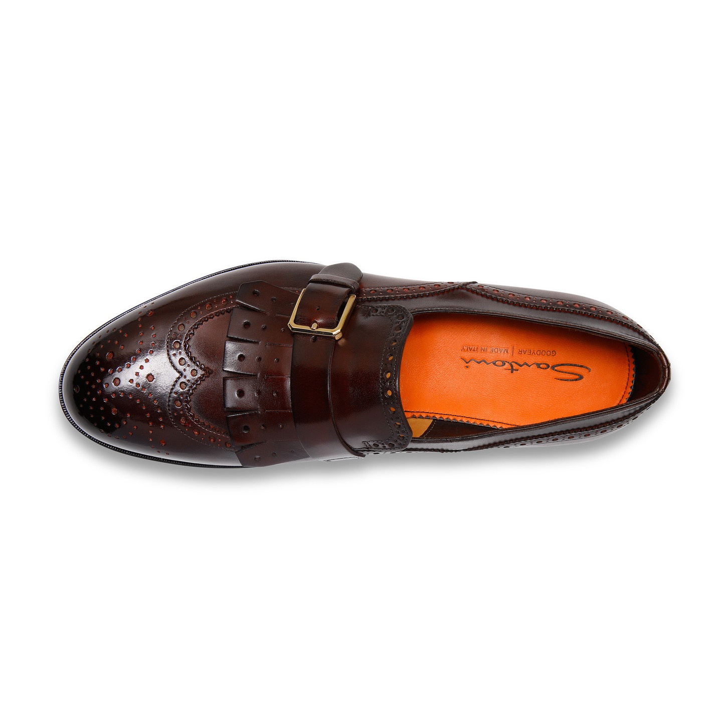 Men's burgundy leather single-buckle loafer with fringe - 4