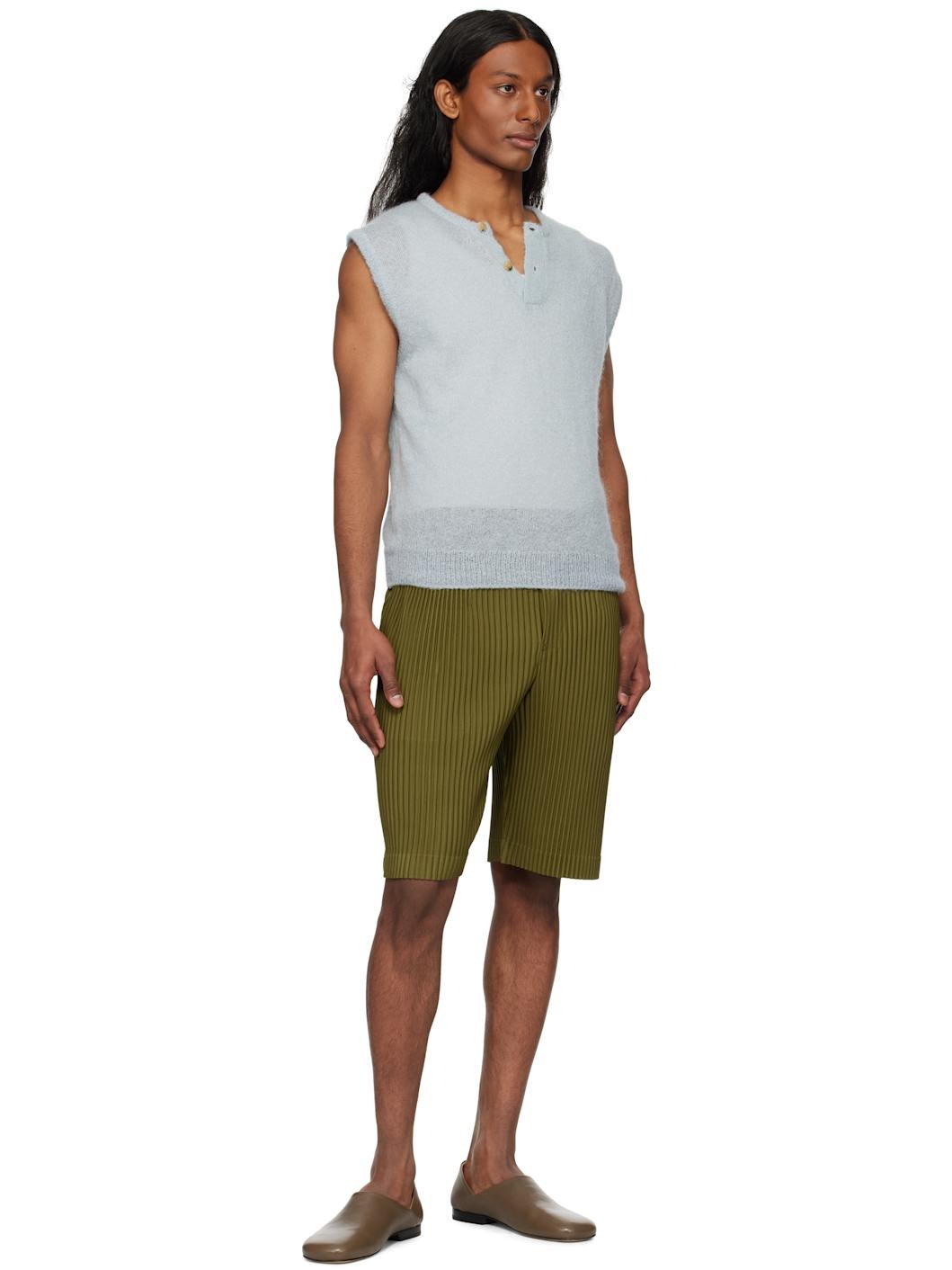 Khaki Color Pleats Shorts - 4