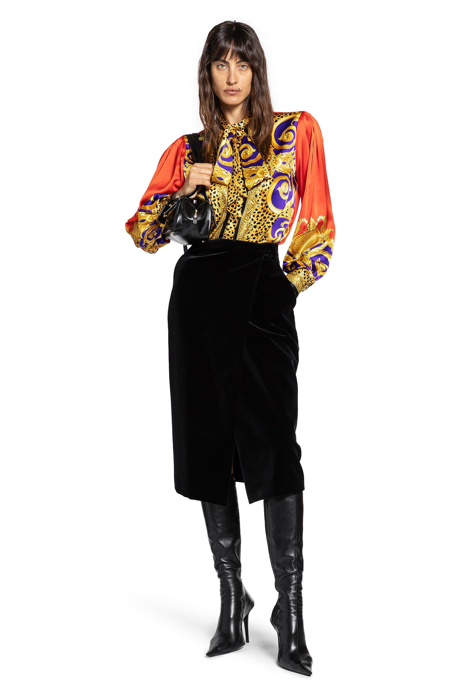 Cheetah Barocco Silk Lavallière Shirt - 6