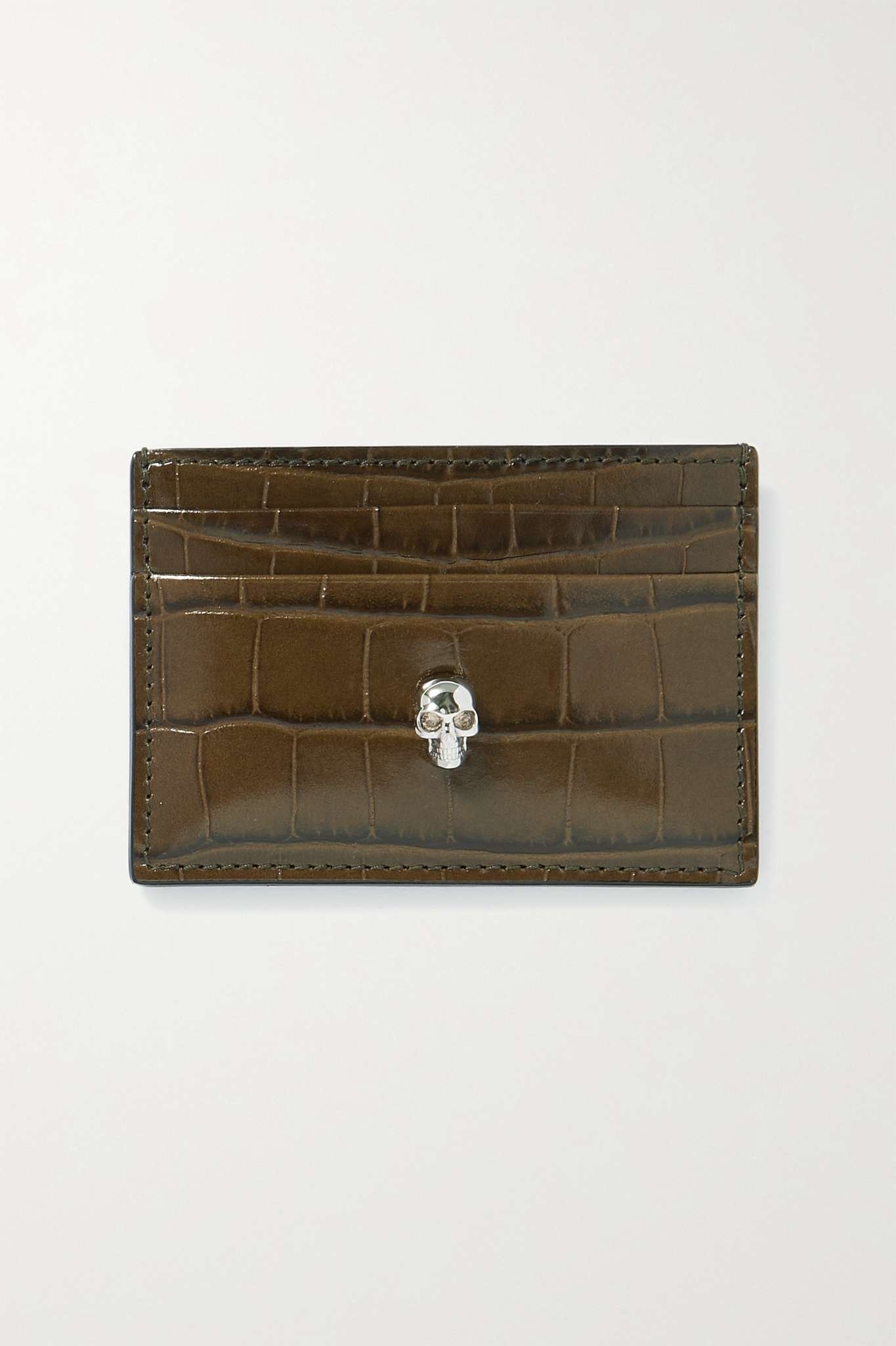 Skull croc-effect leather cardholder - 1