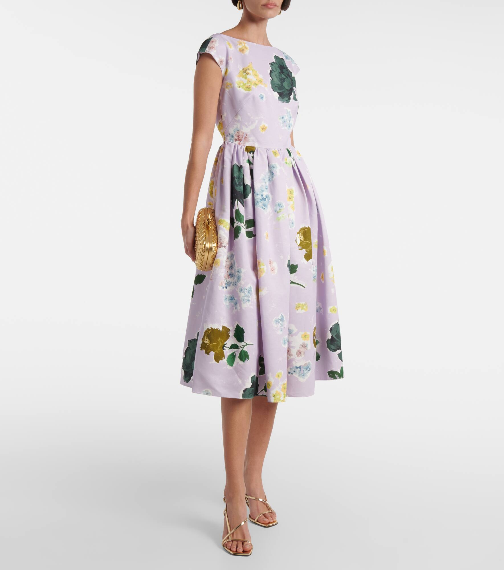 Floral cotton-blend faille midi dress - 2