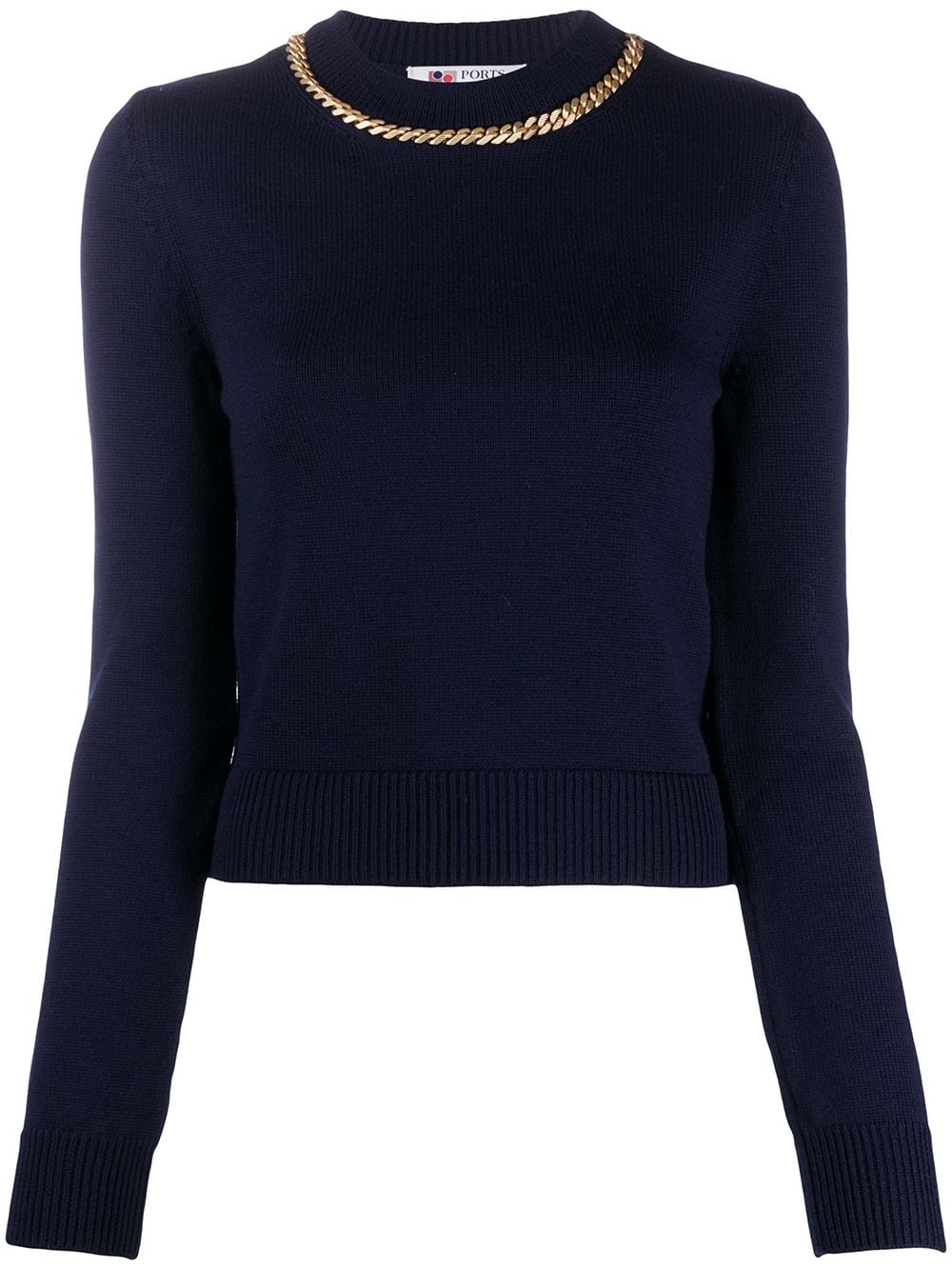 chain embellished crew neck jumper - 1