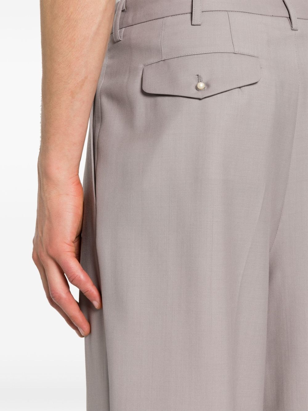 pleat-detail twill trousers - 5