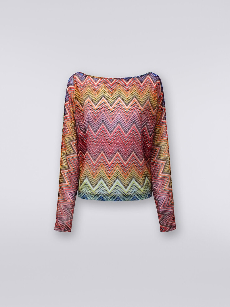 Long-sleeved blouse in zigzag print fabric 1