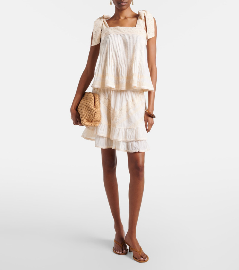 juliet dunn Ruffled lace-trimmed cotton miniskirt outlook