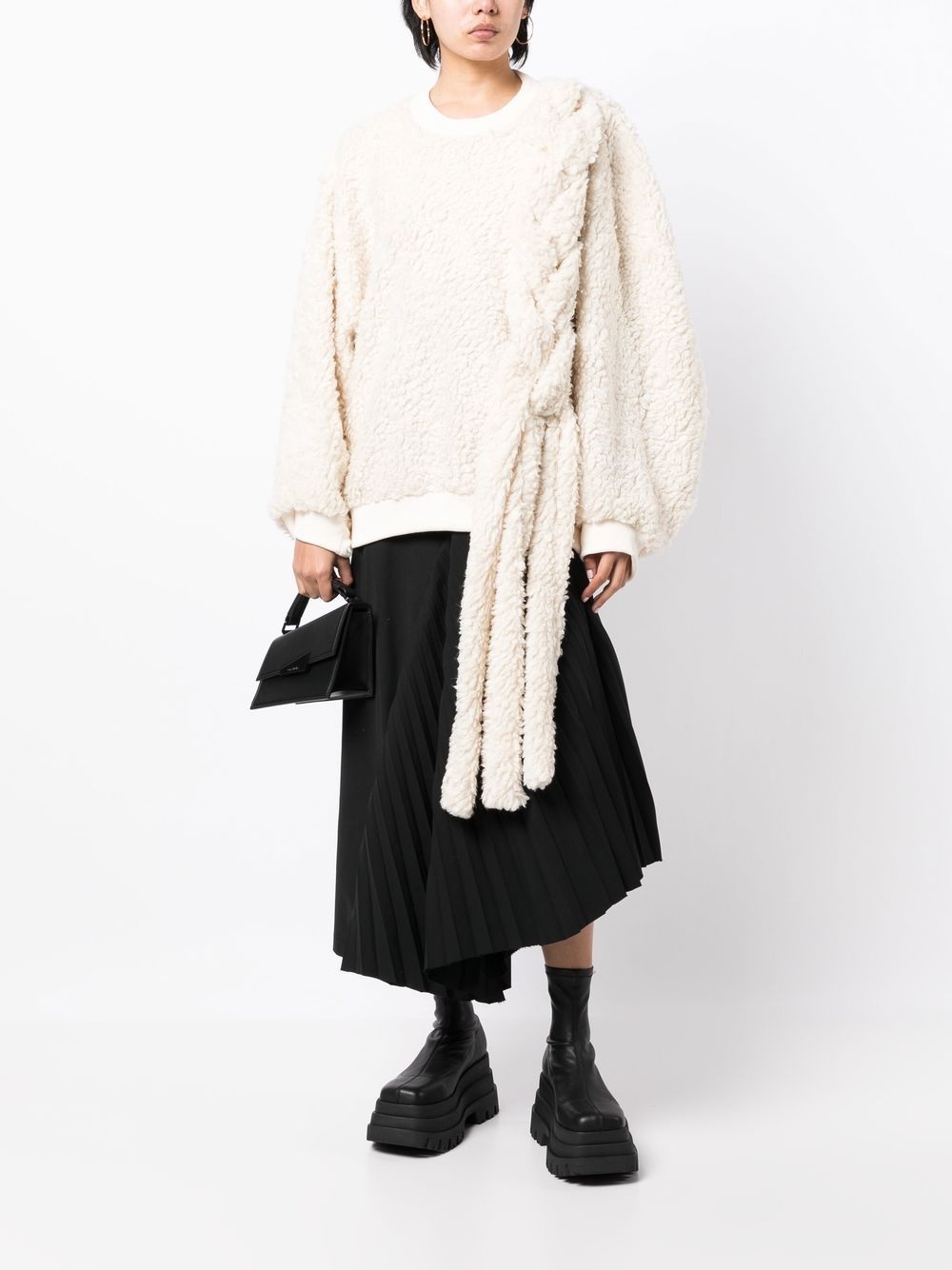 braid-detail fleece sweatshirt - 2