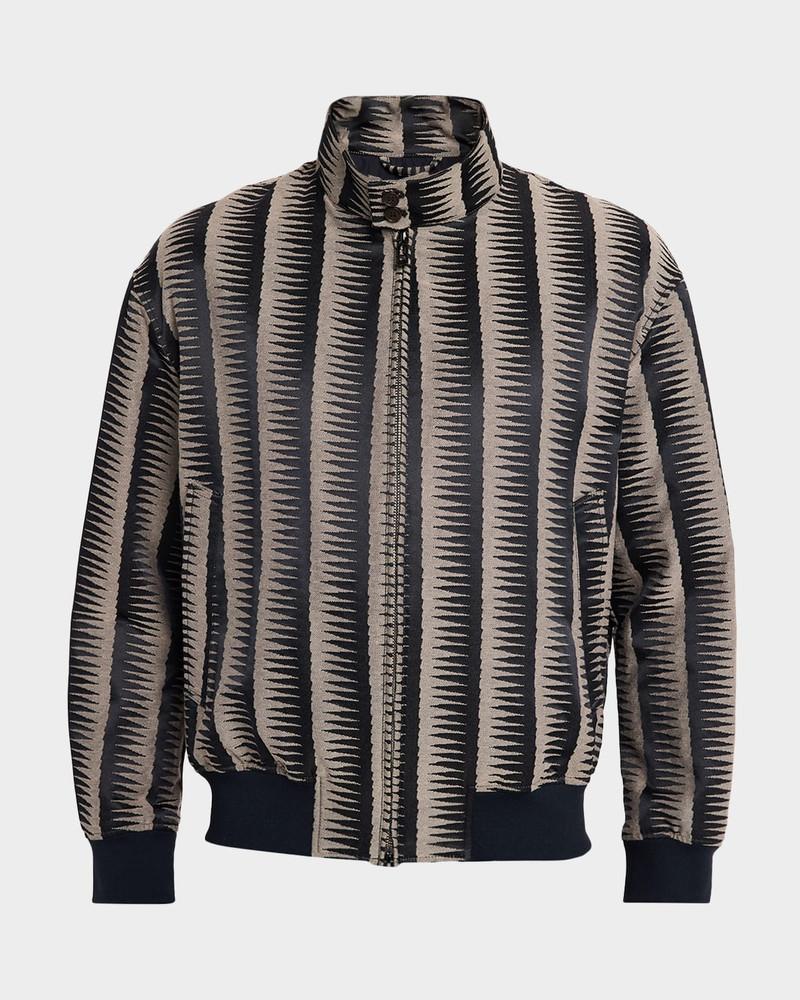 Men's Stripe Jagged-Edge Bomber Jacket 1