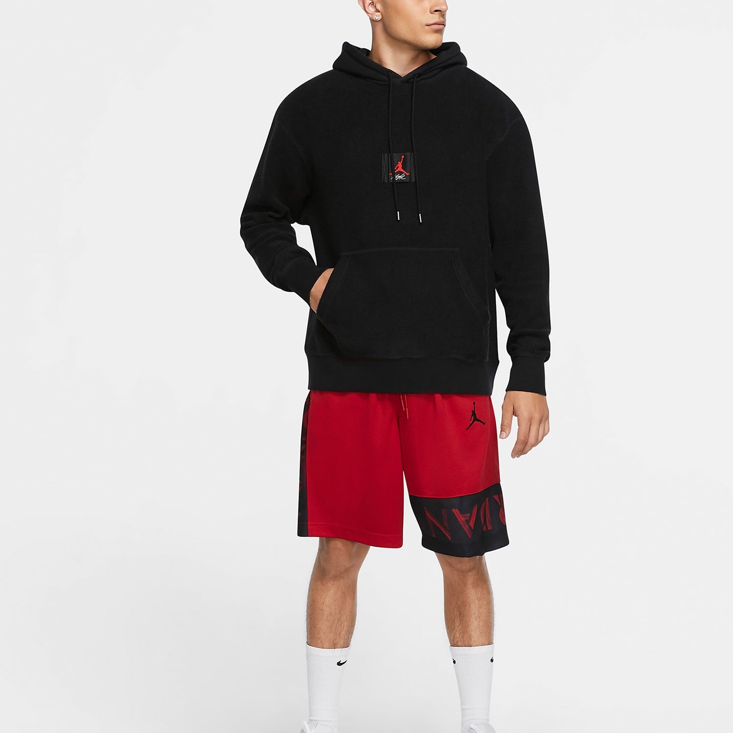 Air Jordan Flight logo Printing Woven Casual Sports Pullover Black CZ1206-010 - 4