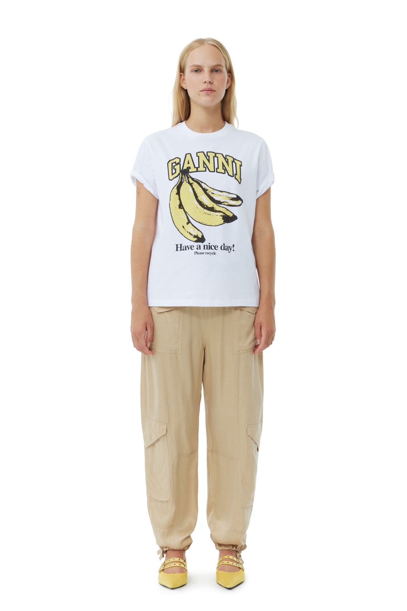 WHITE RELAXED BANANA T-SHIRT - 4