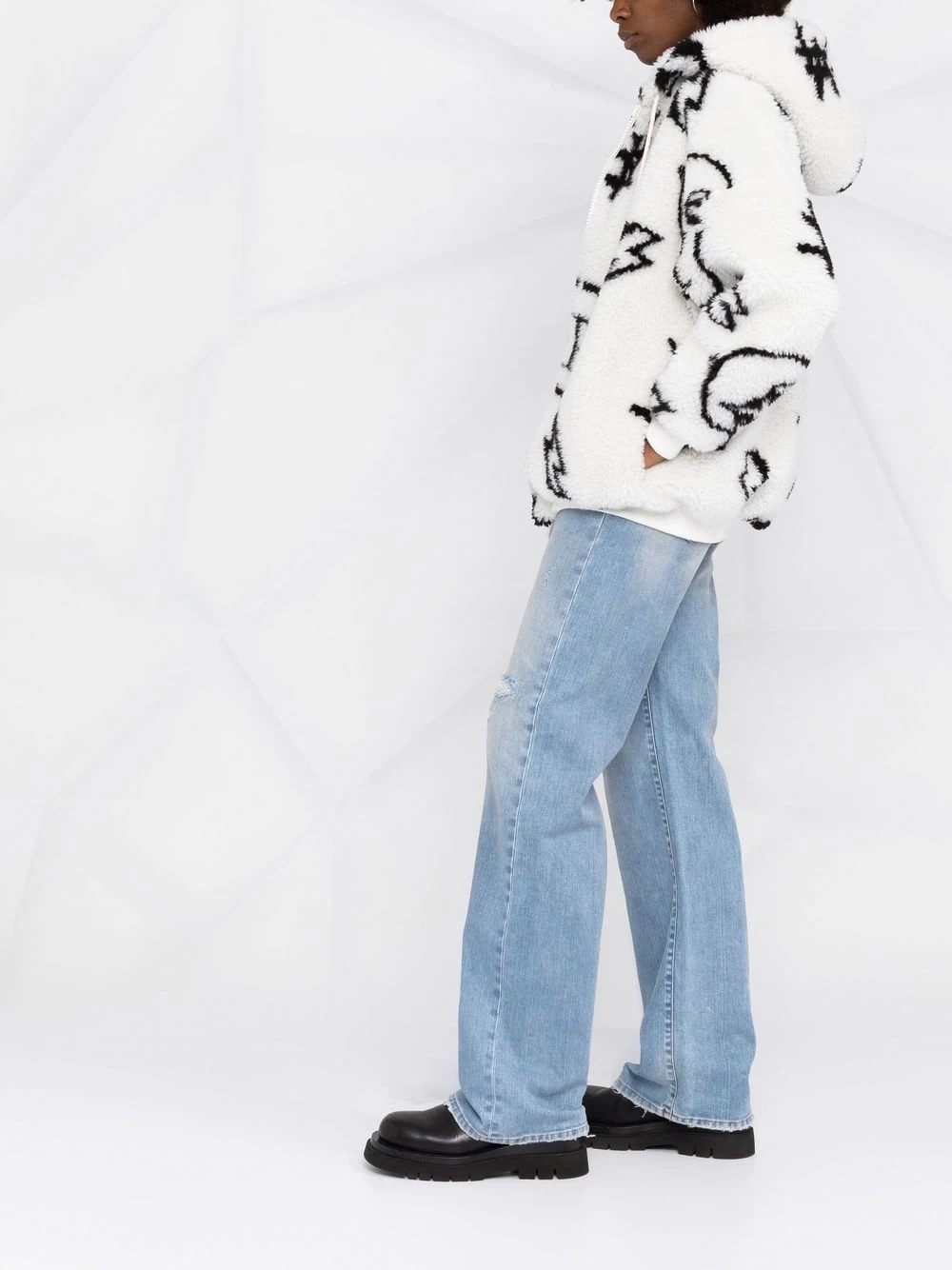 motif-print zip-fastening hoodie - 4