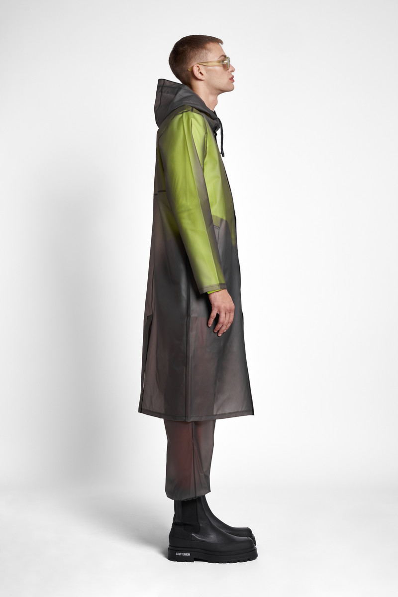 Stockholm Long Print Raincoat Smoke 3