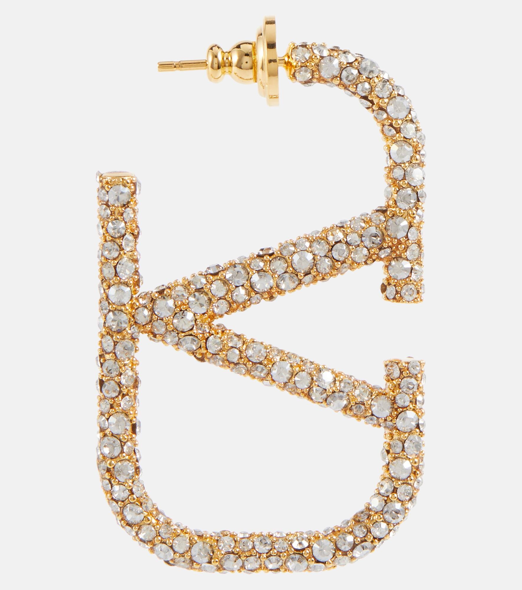 VLogo crystal-embellished earrings - 2