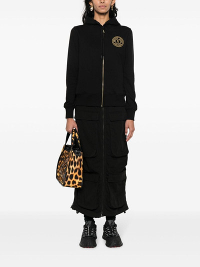 VERSACE JEANS COUTURE logo-embroidered zip-up cotton hoodie outlook