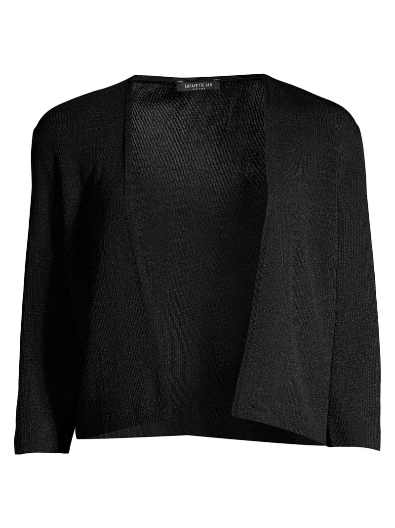 Women's Open-Front Cropped Cardigan - Black 1