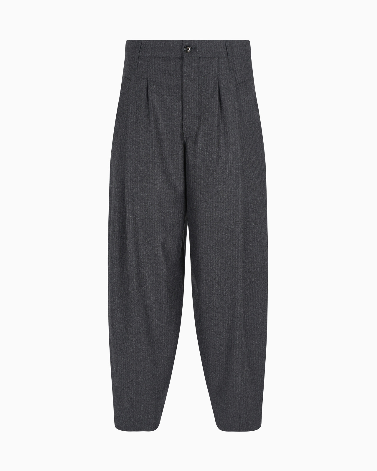 Virgin-wool and cashmere single-pleat trousers with jacquard pinstripes - 1
