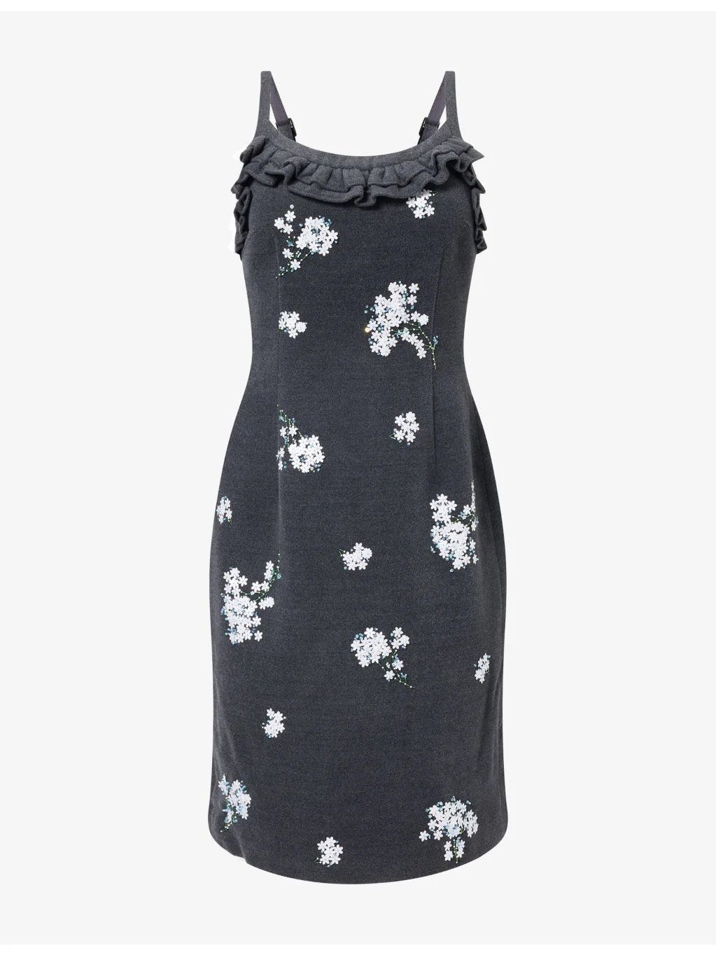 Sequin-Embellished Cami-Strap Wool-Blend Midi Dress - 1