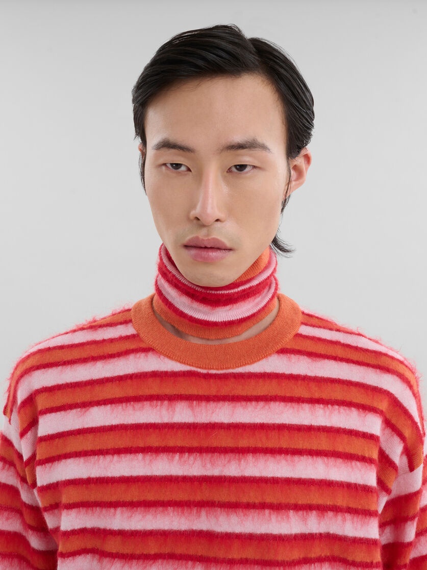 PINK AND ORANGE STRIPED WOOL-MOHAIR JUMPER - 4