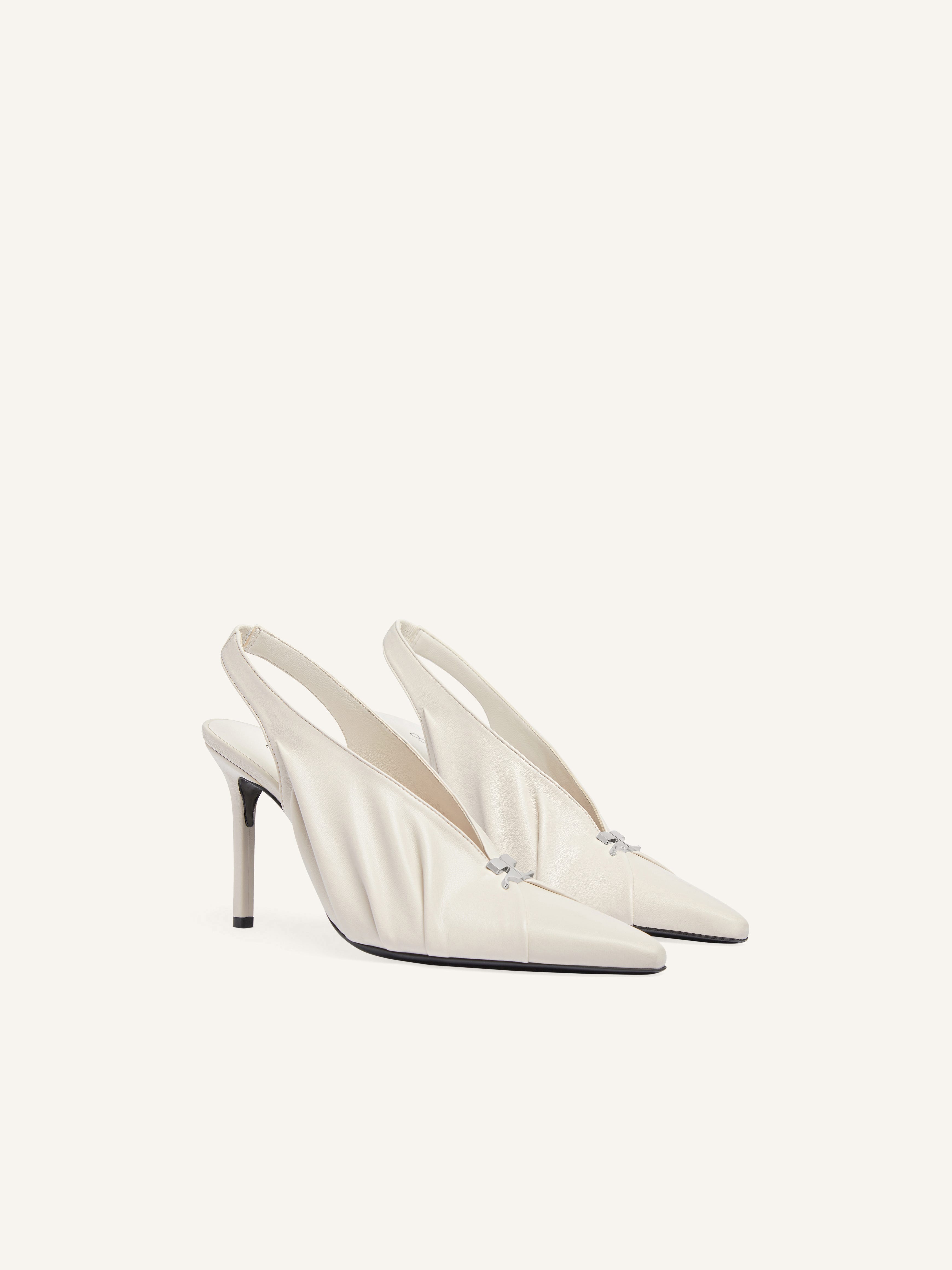 DRAPED STRETCH LEATHER EFFECT SLINGBACKS - 2