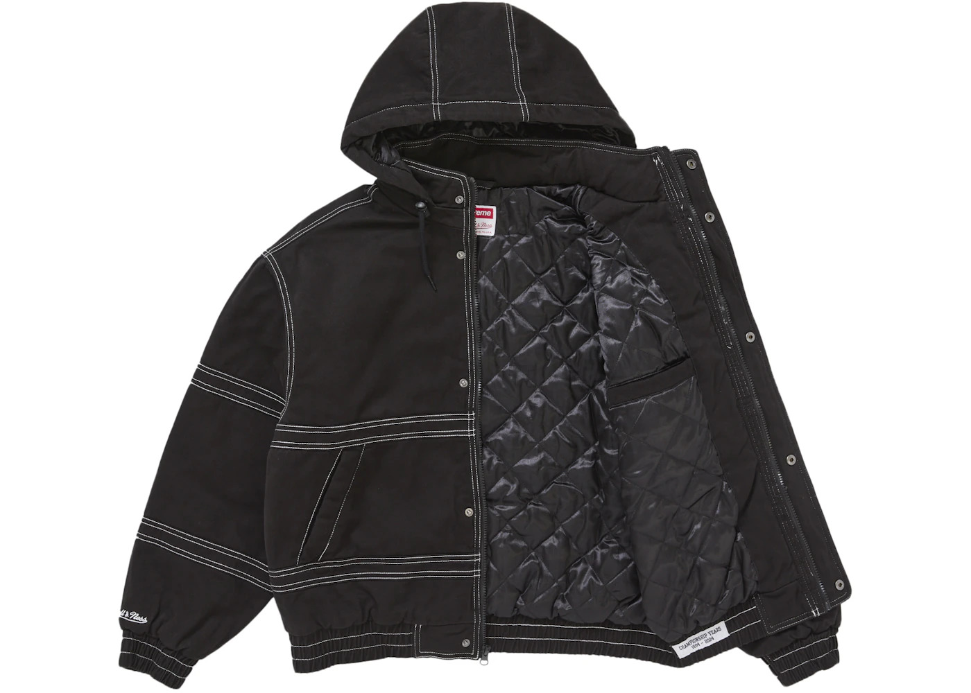 Supreme Mitchell & Ness Twill Stadium Jacket Black - 2