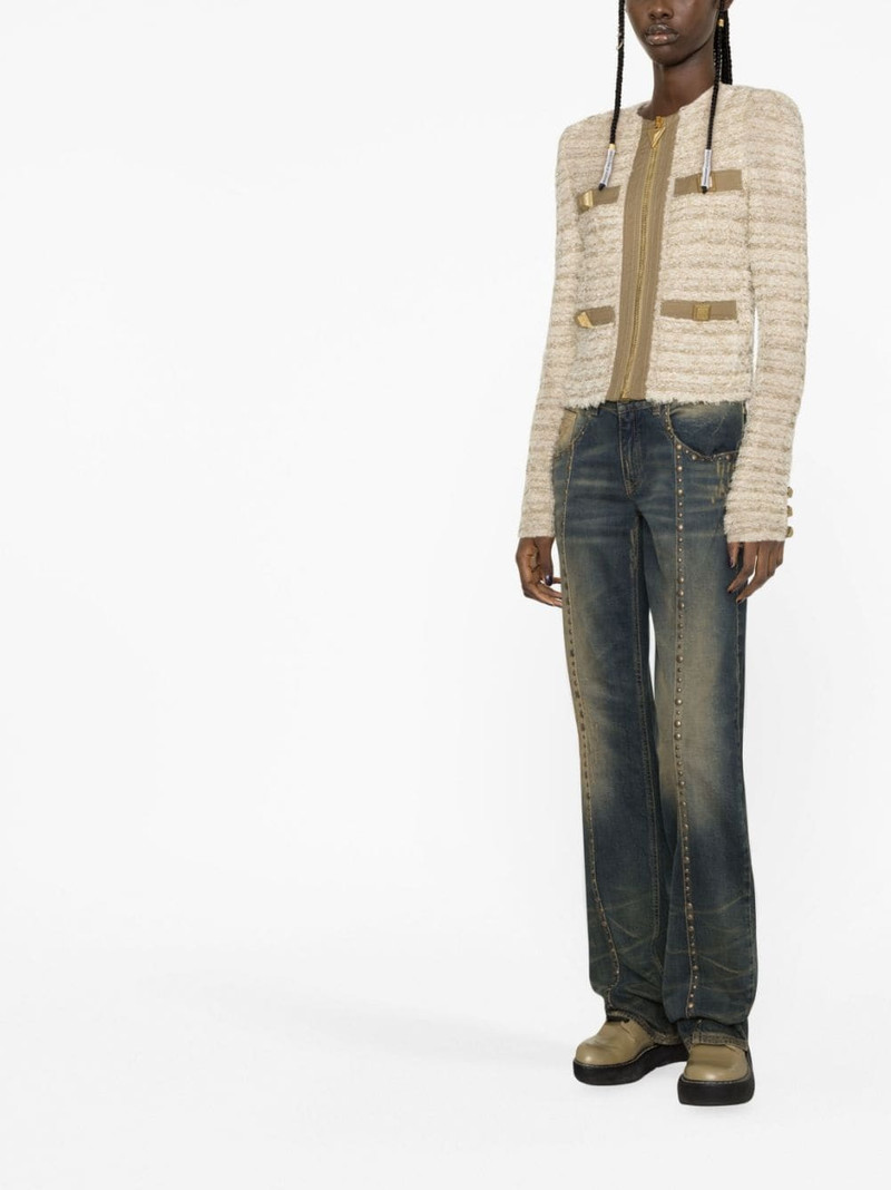Balmain button-embellished bouclé jacket outlook