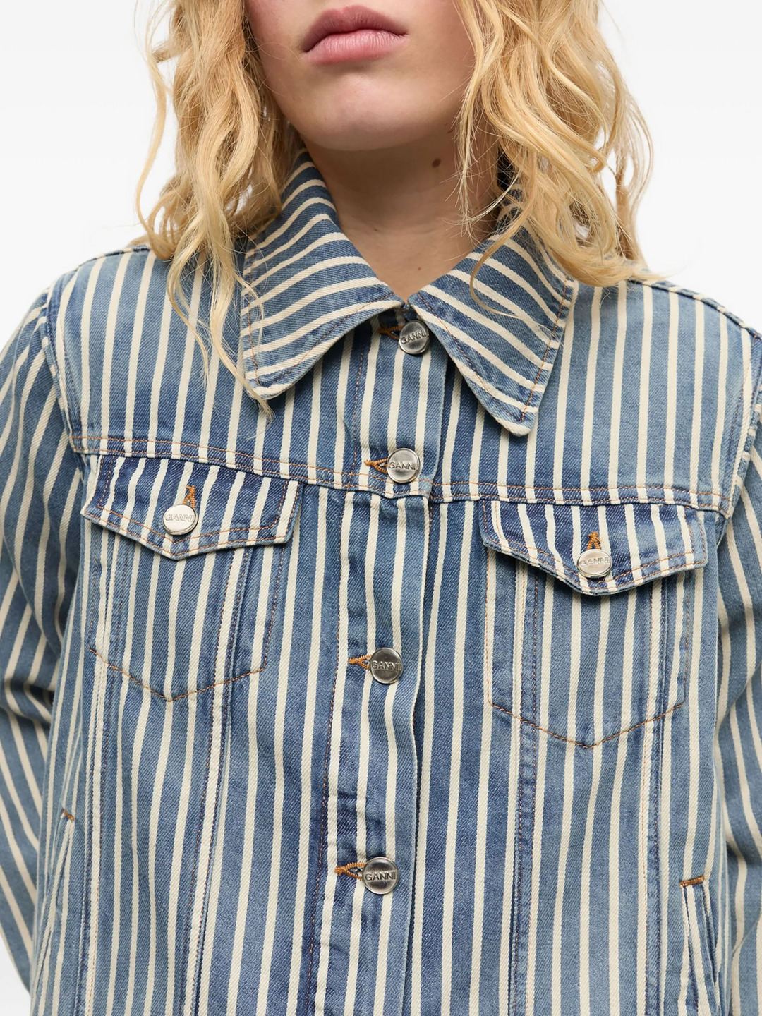 Light Stripe Denim Jacket - 5