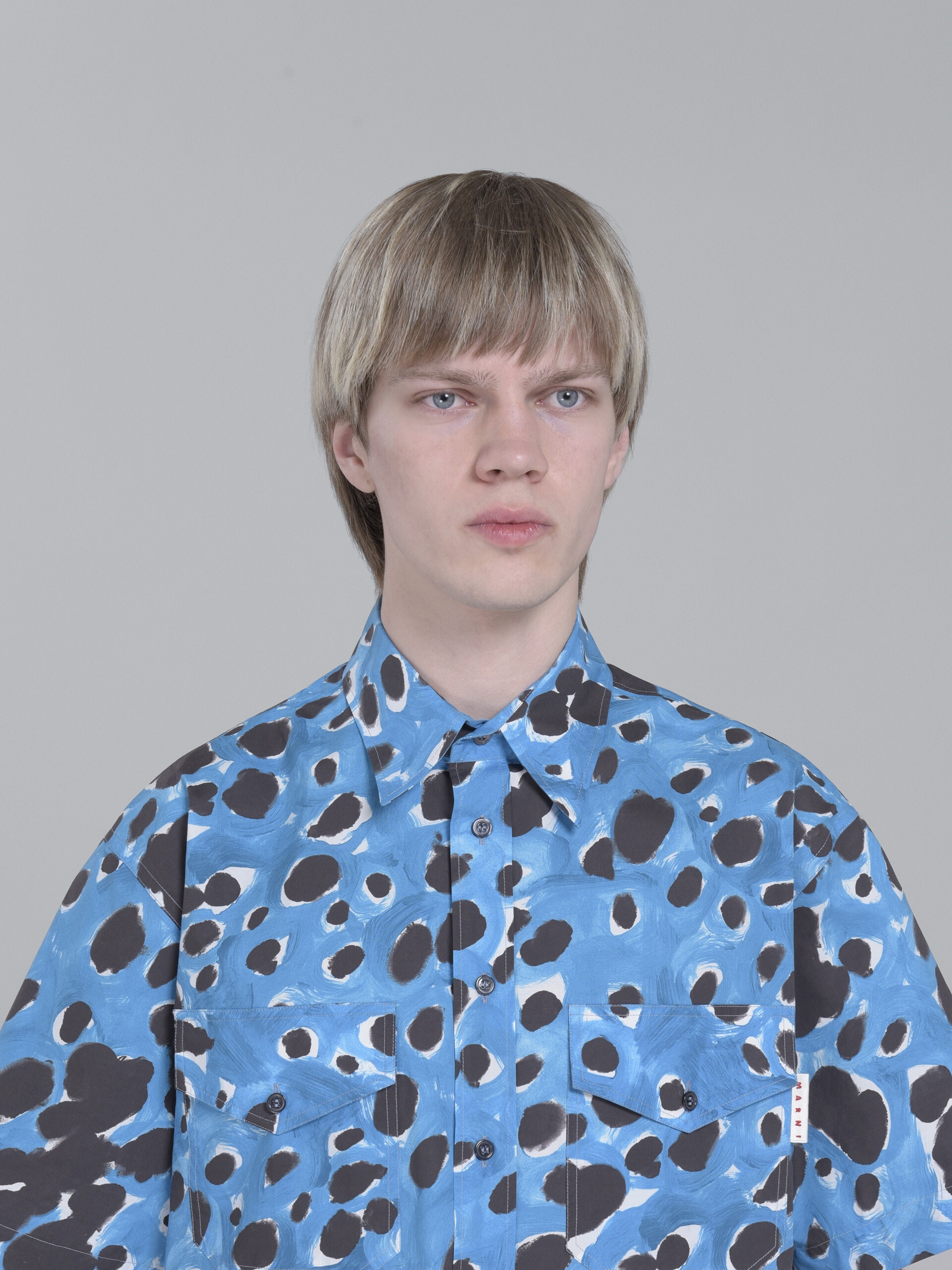 BLUE POP DOTS PRINT POPLIN SHIRT - 4