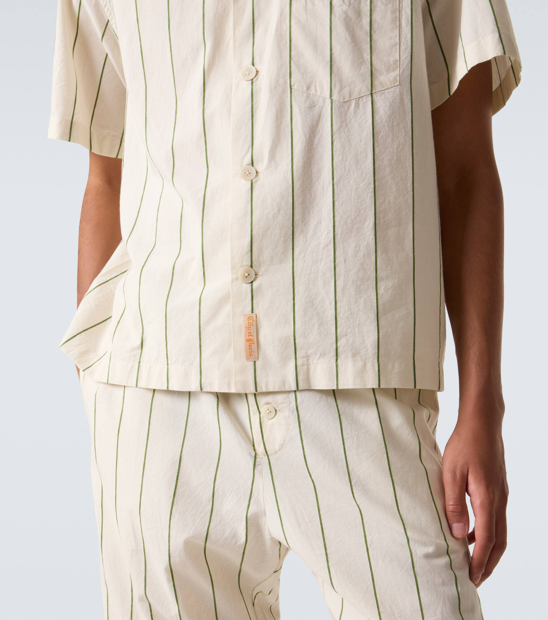 Celery striped cotton bowling shirt - 6