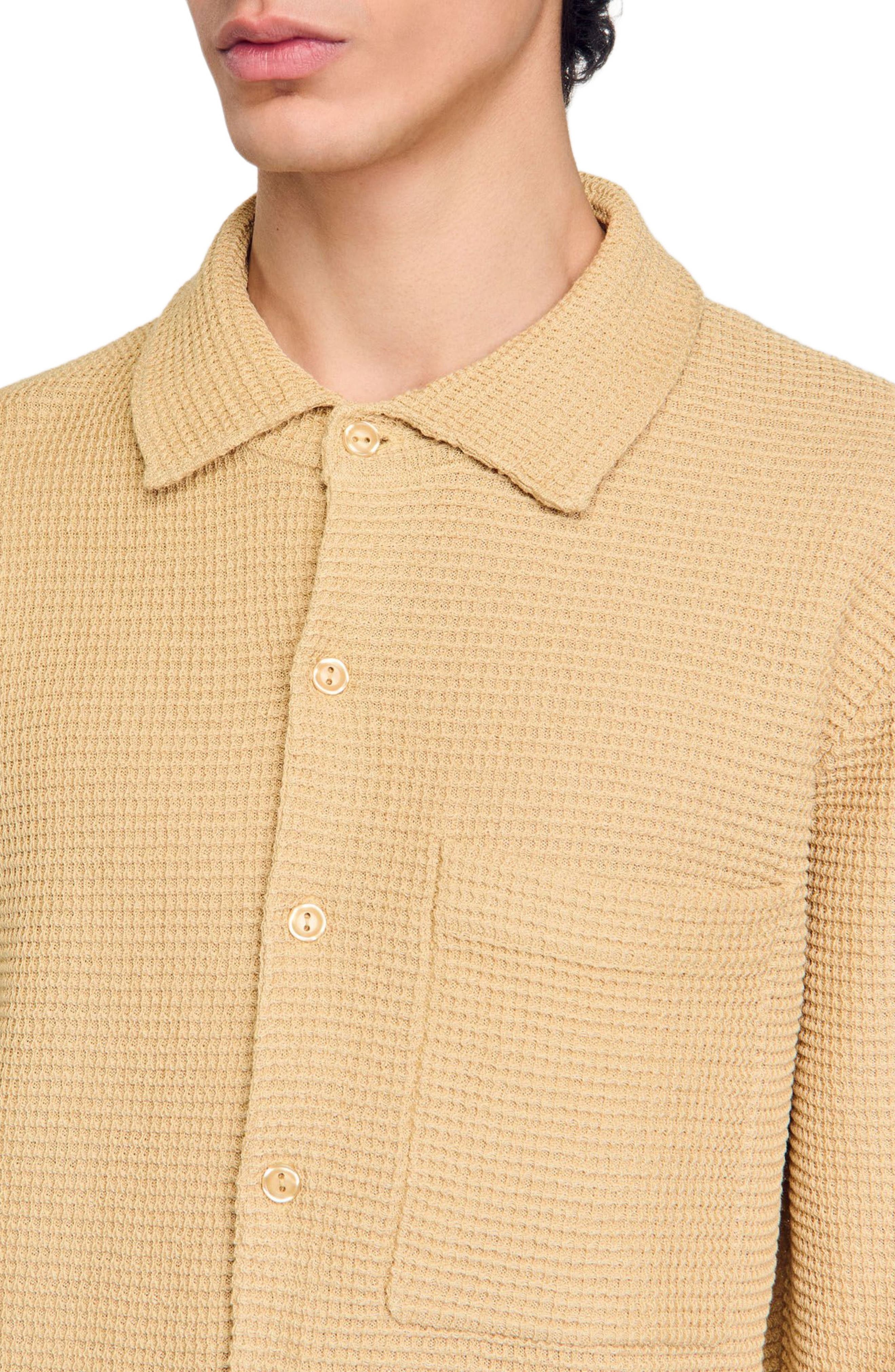 SANDRO Oversized knit shirt in Nut at Nordstrom - 4