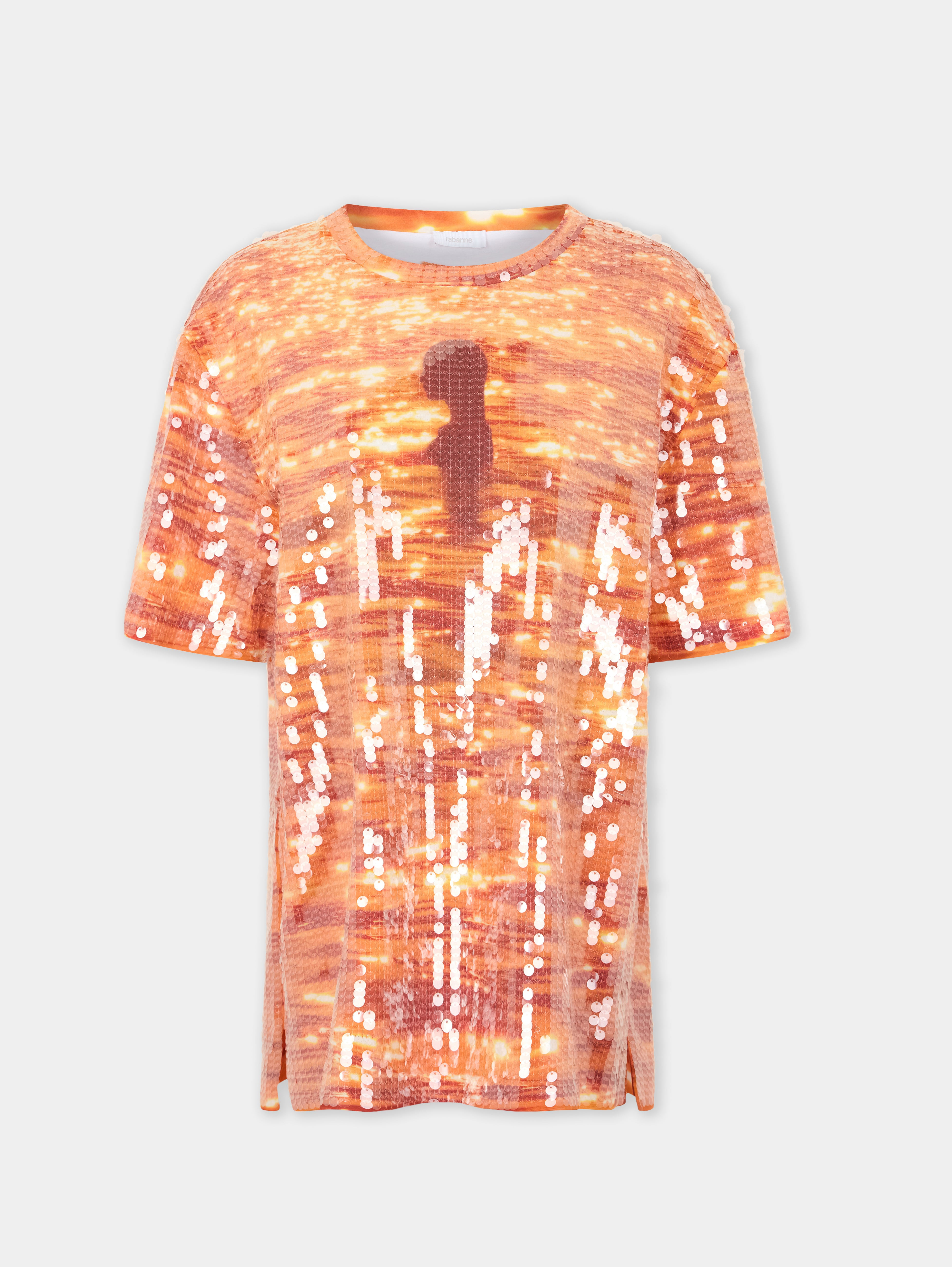T-SHIRT MINI DRESS IN COTTON AND SEQUINS - 5