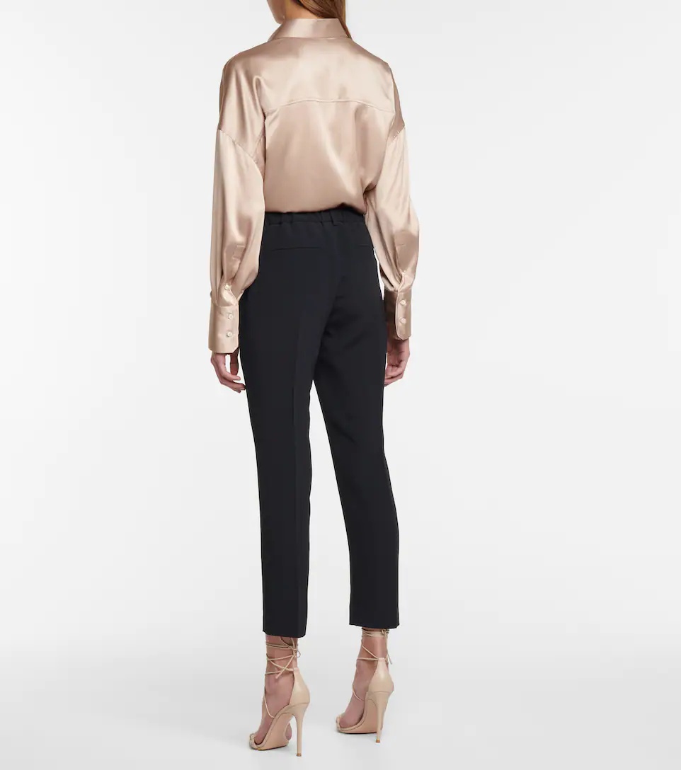 High-rise silk-blend pants - 3