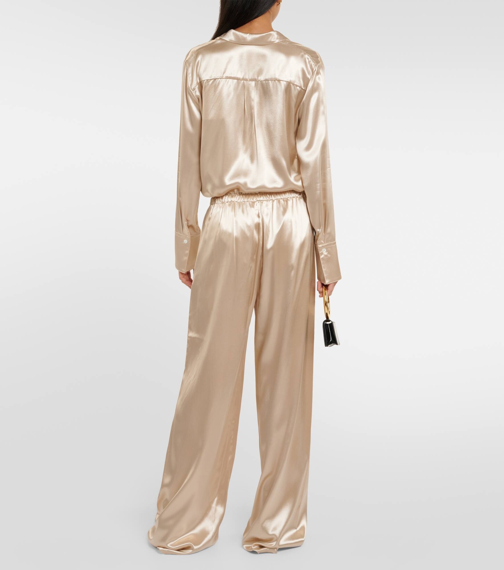 Satin wide-leg pajama pants - 3