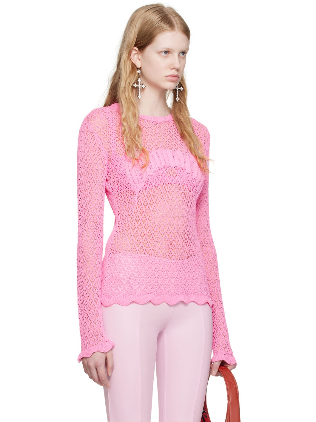 Pink Scalloped Sweater - 2