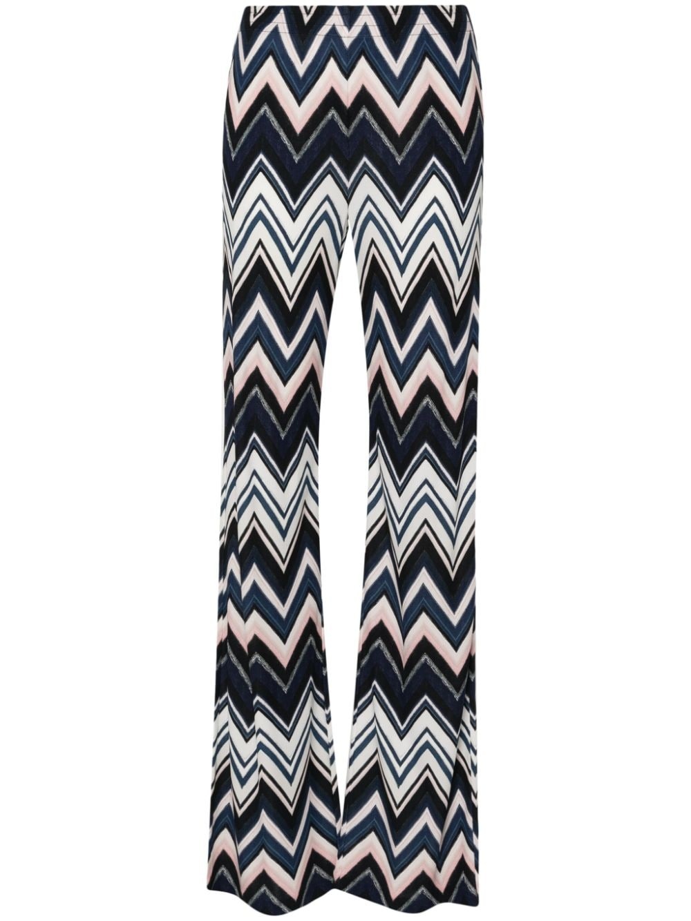 zigzag-woven straight-leg trousers - 1