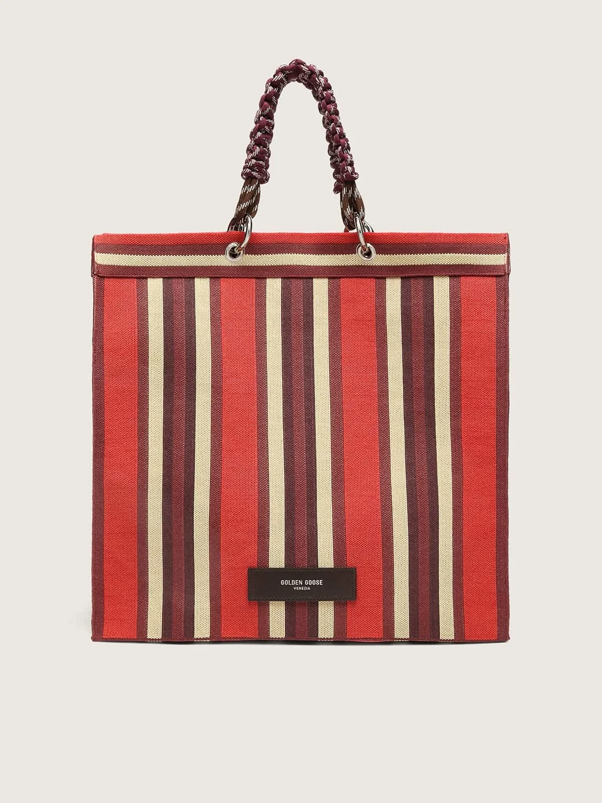 Striped Spiaggina Bag in red, cream and burgundy - 1