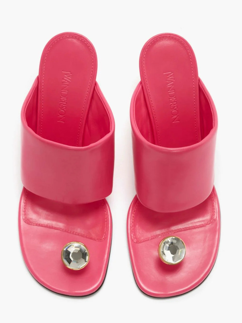 LEATHER DIAMOND CHAIN HEEL SANDAL 3