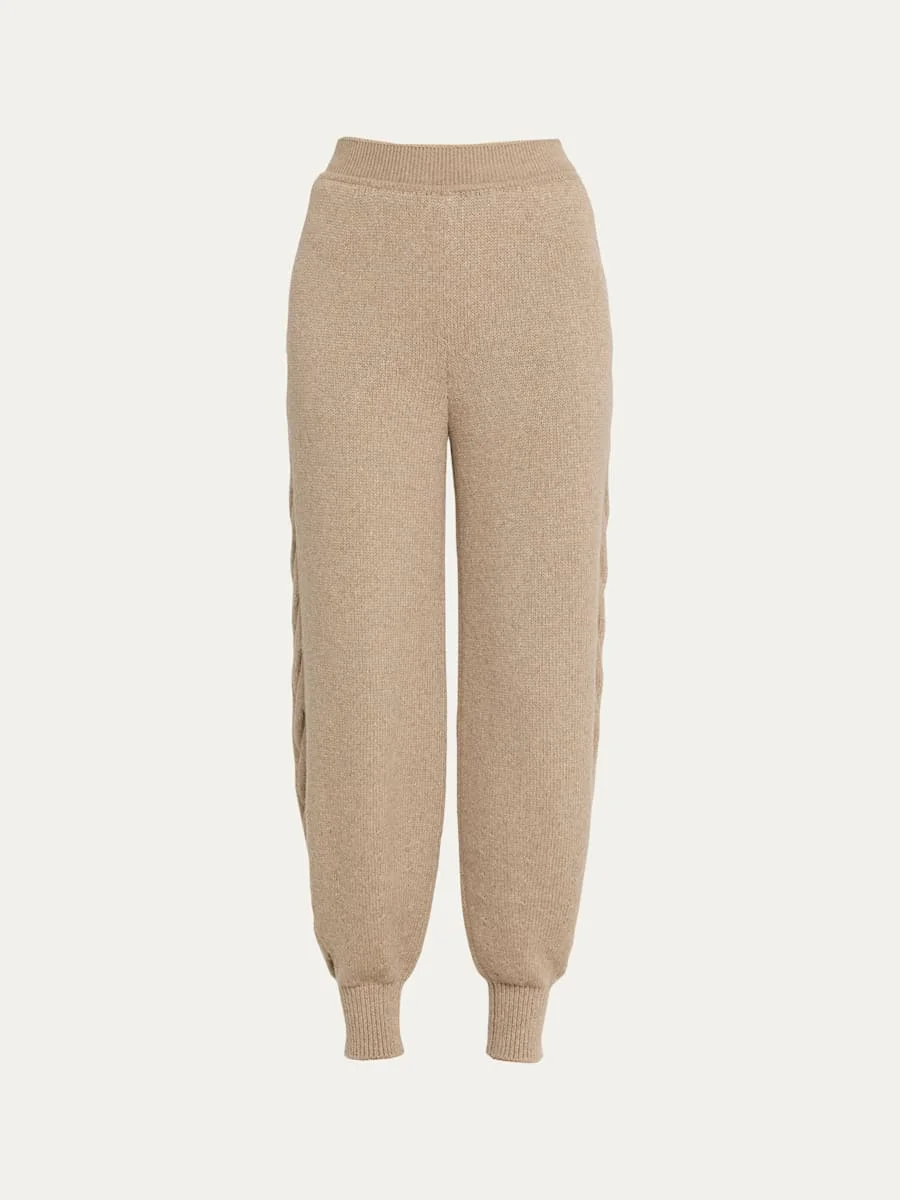 Napier Firefly Cable-Knit Cashmere Joggers - 1