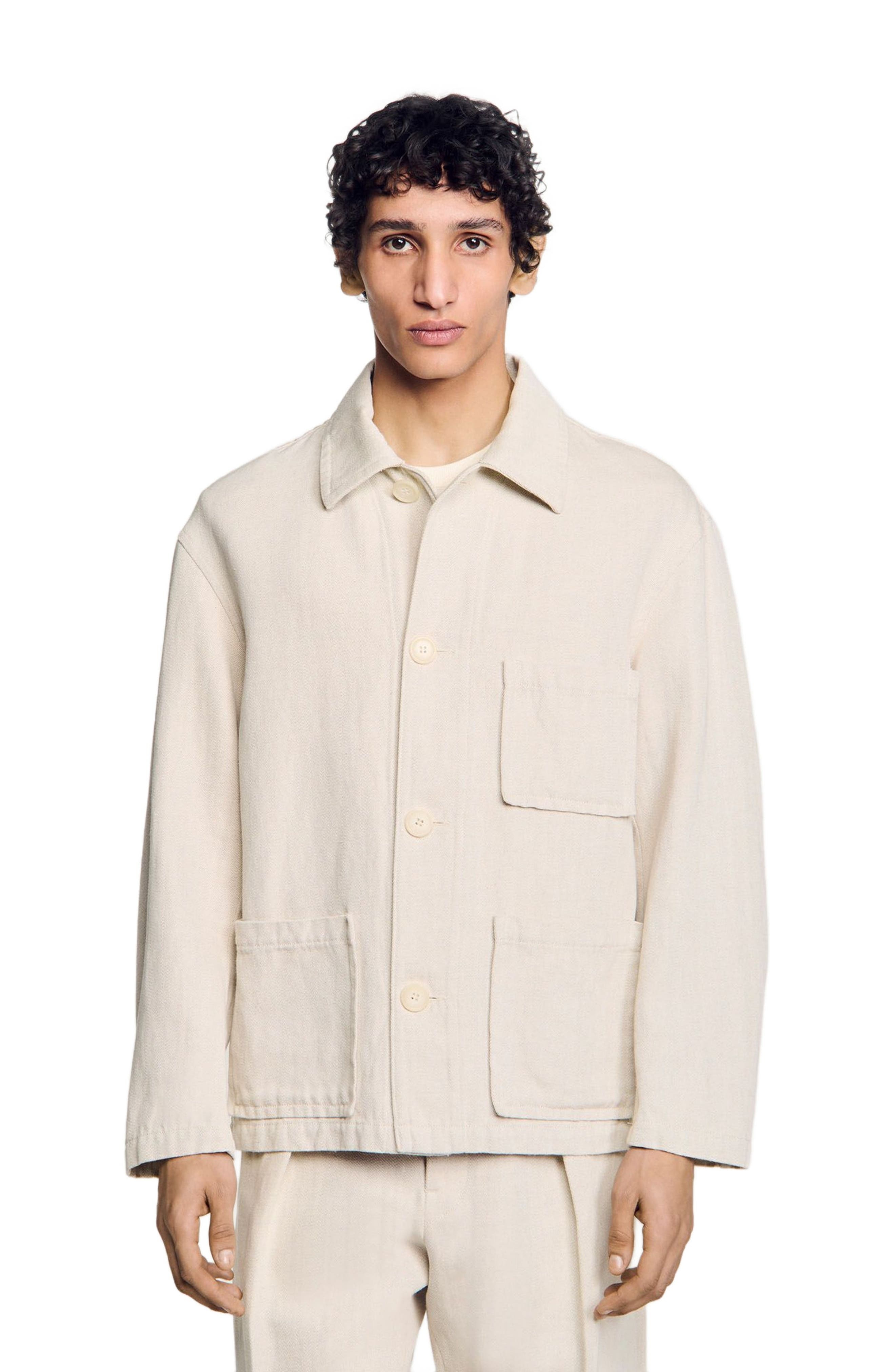 SANDRO Worker jacket in Oats at Nordstrom - 4