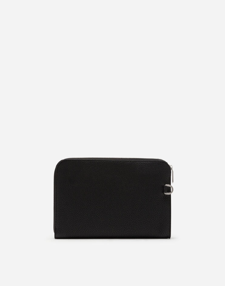 Flat calfskin Palermo clutch with branded plate - 3