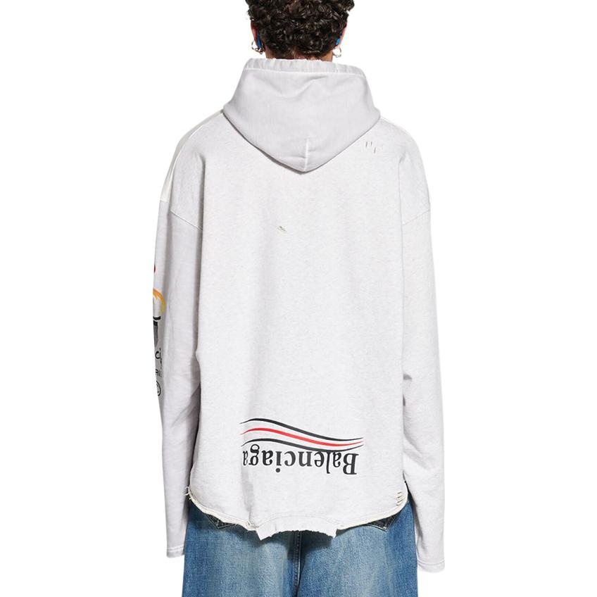 Balenciaga Paris Upside Down Hoodie Oversized 'White' 698156TMVD19000 - 4
