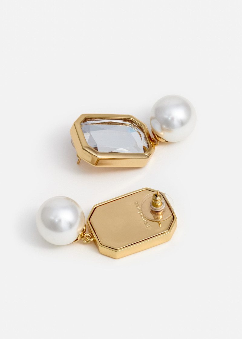 self-portrait Crystal Pearl Tiered Earrings outlook