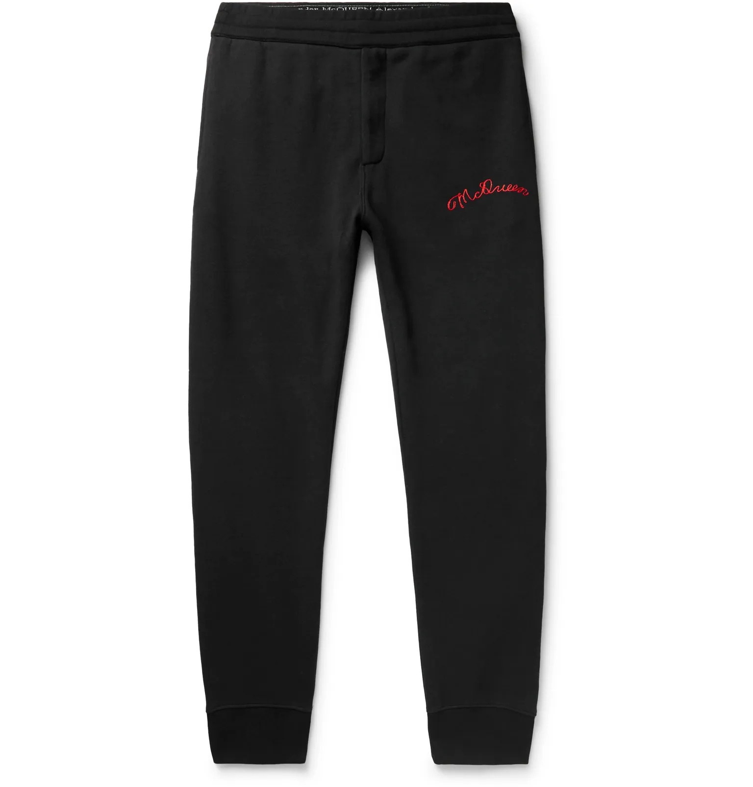 Tapered Logo-Embroidered Fleece-Back Cotton-Jersey Sweatpants - 1