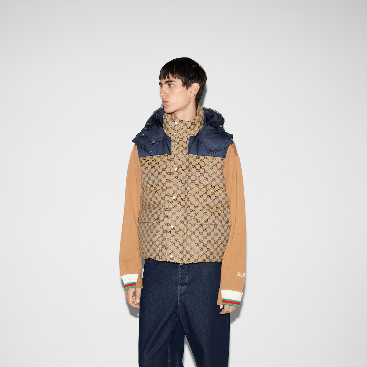 GG canvas down vest with detachable hood - 3